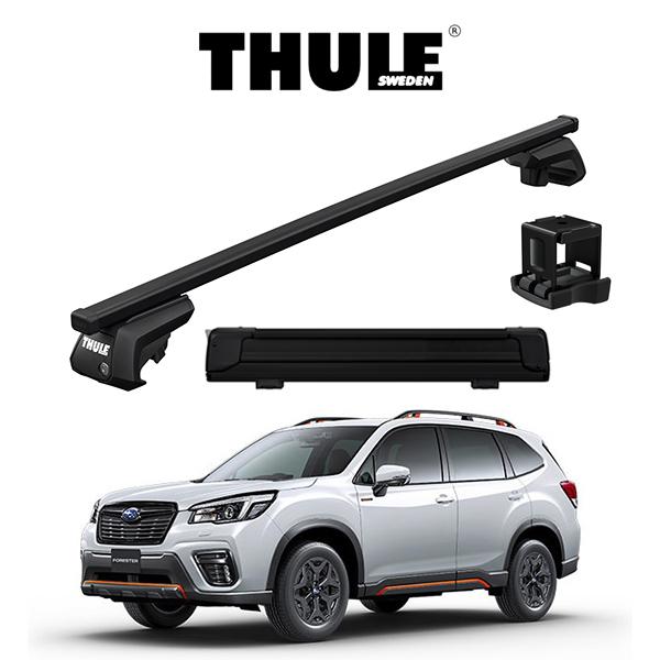 スバル フォレスター SK系 X-BREAK ルーフレール付き車 スクエアバー スノーパックエクステンダー ブラック セット THULE ベースキャリア