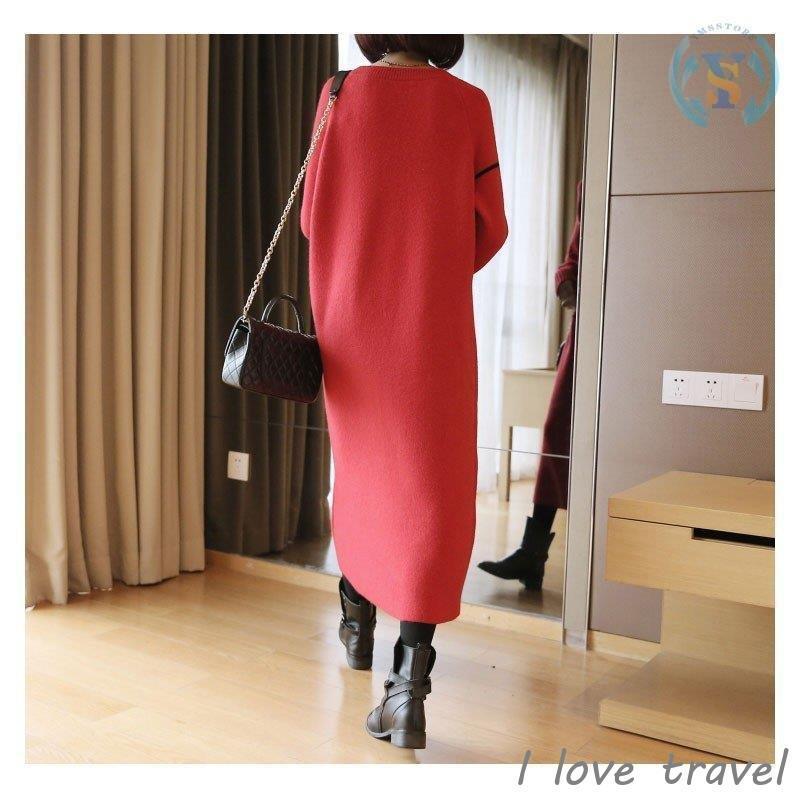 素晴らしい価格 ロング丈ワンピース マキシ丈ワンピース ニットセーター 春冬 レディース ニットワンピース ラウンドネック ゆったり 体型カバー リボン付き ワンピース カラー Color3コン Bozellivacinas Com Br