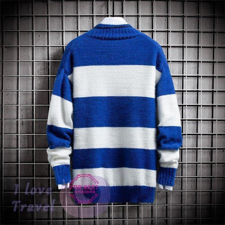 ニット メンズ セーター ニットセーター ボーダー柄 秋服 カジュアル 新作 大きいサイズ 防寒 暖かい ニット セーター サイズ 2xl Socrates Imaging Com