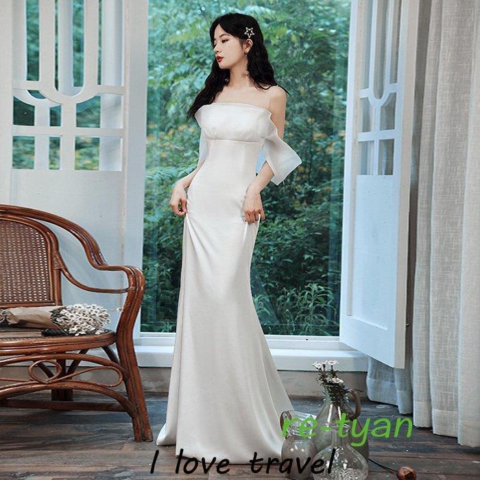 安い割引 ウエディングドレス マーメイド花嫁 二次会ワンピース 海外挙式カジュアル結婚式 ブライダル披露宴 パーティードレス ロングドレス エンパイア トレーン大きい マーメイドライン サイズ M Baskincoffee Vicom Corp Com