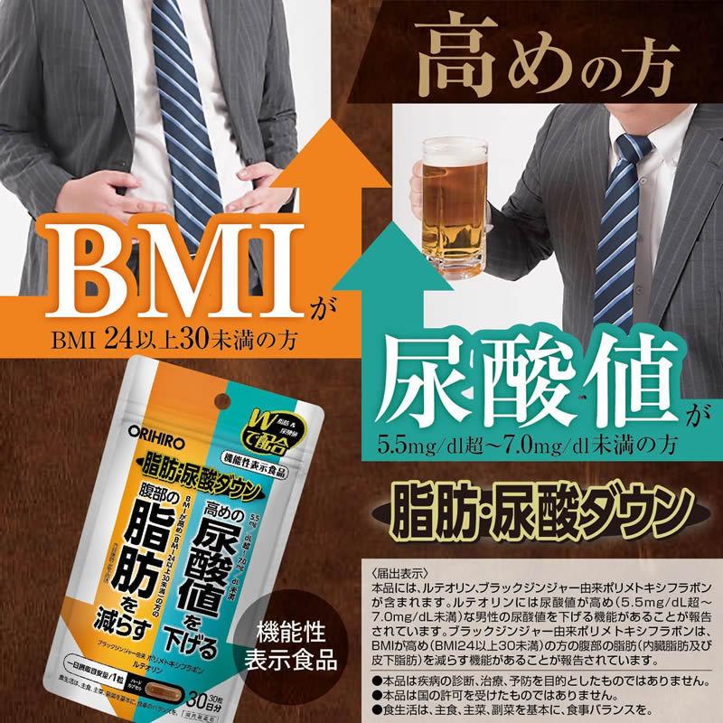 機能性表示食品 脂肪・尿酸ダウン 30日分 健康食品 サプリメント
