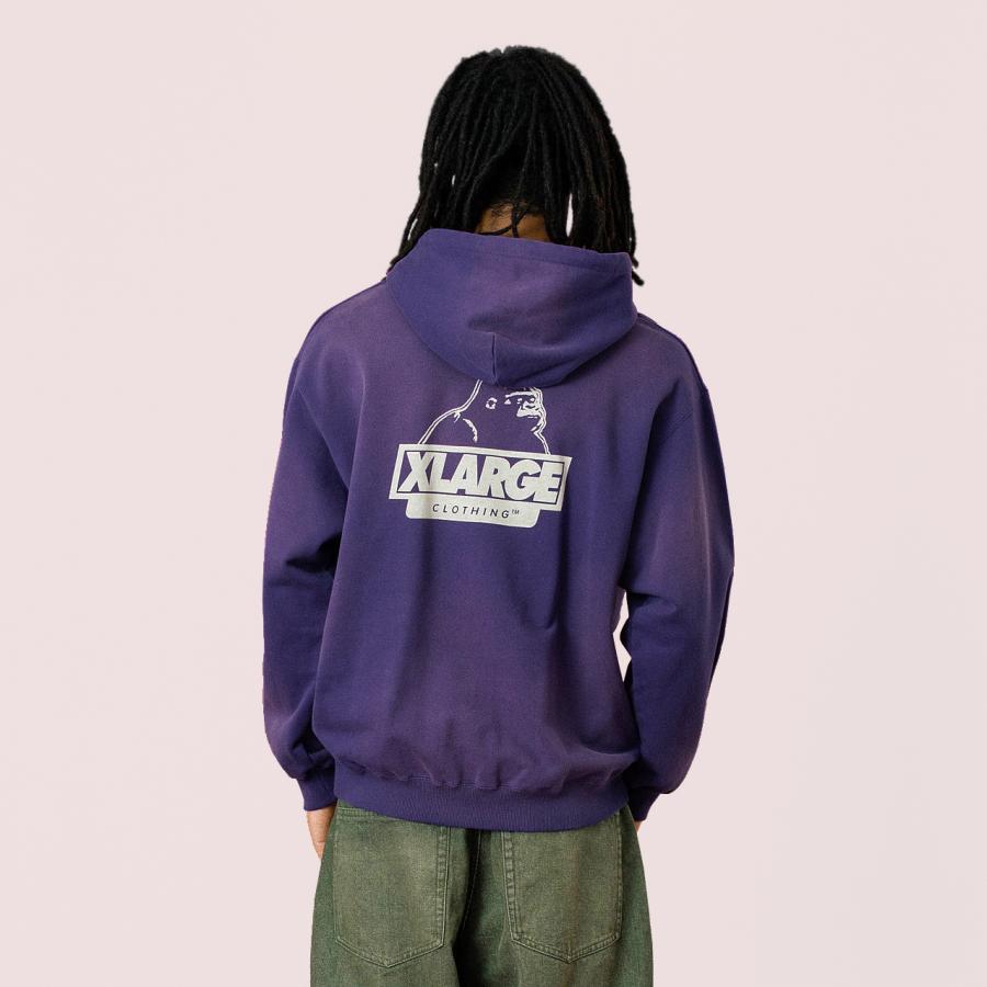 エクストララージ XLARGE フーデッドスウェットシャツ [101254012011 FW25] DISCHARGE PRINTED SLANTED OG HOODED SWEATSHIRT メンズ トップス プルオーバー パーカー パープル 正規取扱店 XLARGE（エクストラ ラージ） DISCHARGE PRINTED SLANTED OG HOODED
