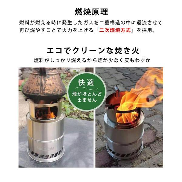 LANDFIELD 2次燃焼ストーブ 焚火台 ウッドストーブ 中型 LANDFIELD 2次燃焼ストーブ 焚火台 ウッドストーブ 中型