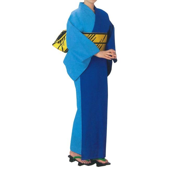 無地染反物・半身色合せお仕立上り浴衣（女性用）ロイヤルブルー