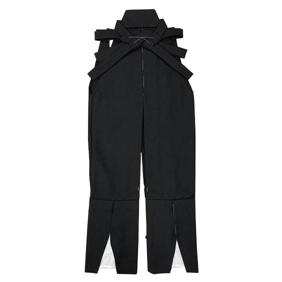 たっつけ袴【腰板付・袴止めヘラ付】 黒無地 M・L寸 201-ty66001