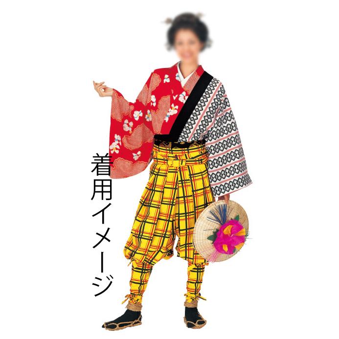たっつけ袴【腰板付・袴止めヘラ付】 翁格子風 M・L寸 201-ty66004