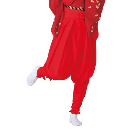 たっつけ袴【腰板付・袴止めヘラ付】 赤無地 M・L寸 202-ty66007