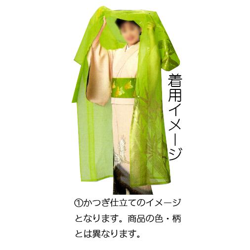 箔加工かつぎ（被衣）かつぎ仕立／掛け仕立 白・藤［舞踊 ステージ衣装