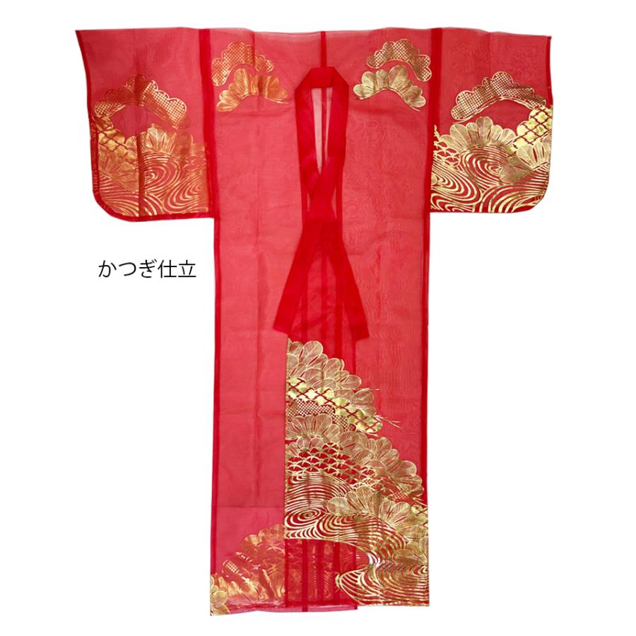箔加工かつぎ（被衣）かつぎ仕立／掛け仕立（オーガンジー）赤・流水