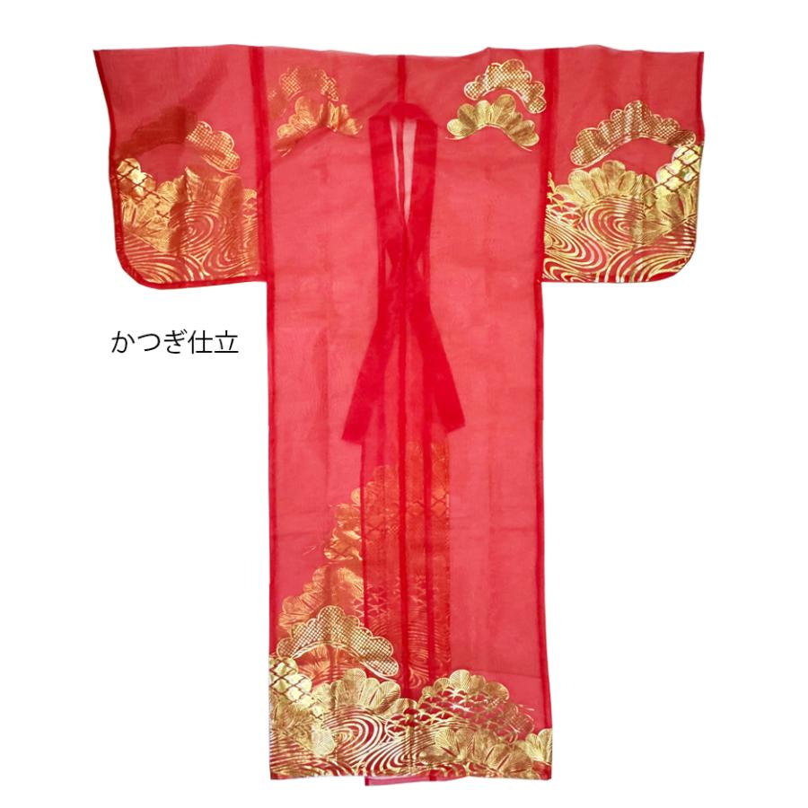 箔加工かつぎ（被衣）かつぎ仕立／掛け仕立（オーガンジー）赤・流水