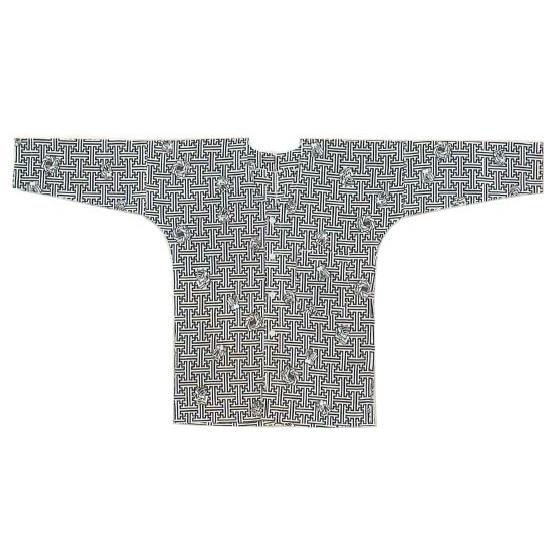 鯉口シャツ 紗綾形（さやがた）にまとい（白地に紺） M・L・LL寸