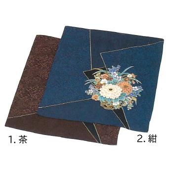 受注生産商品　レトロシリーズ座布団カバー（国産）三角花絵　５枚組　銘仙判（55×59ｃｍ）