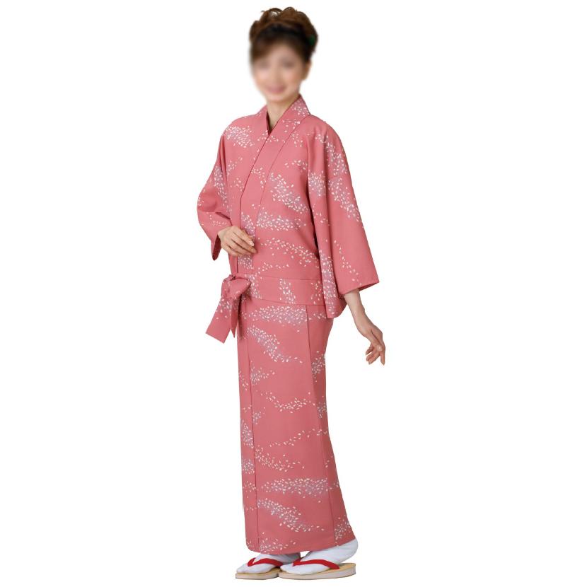 二部式着物（単衣）リボン式 桜横流吹き・ピンク 日本製 : お祭り用品 