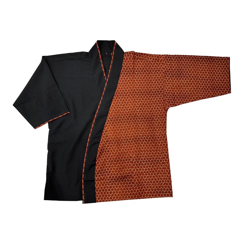 お取り寄せ商品　風香オリジナル作務衣（粋シリーズ）　上着　天地（柄部分：七宝・エンジ）　Ｍ・Ｌ・ＬＬ寸 日本製_4