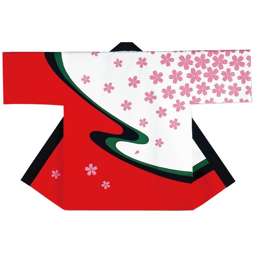 祭り半纏 赤 桜【衿文字 左右合計10文字まで+220円で入ります