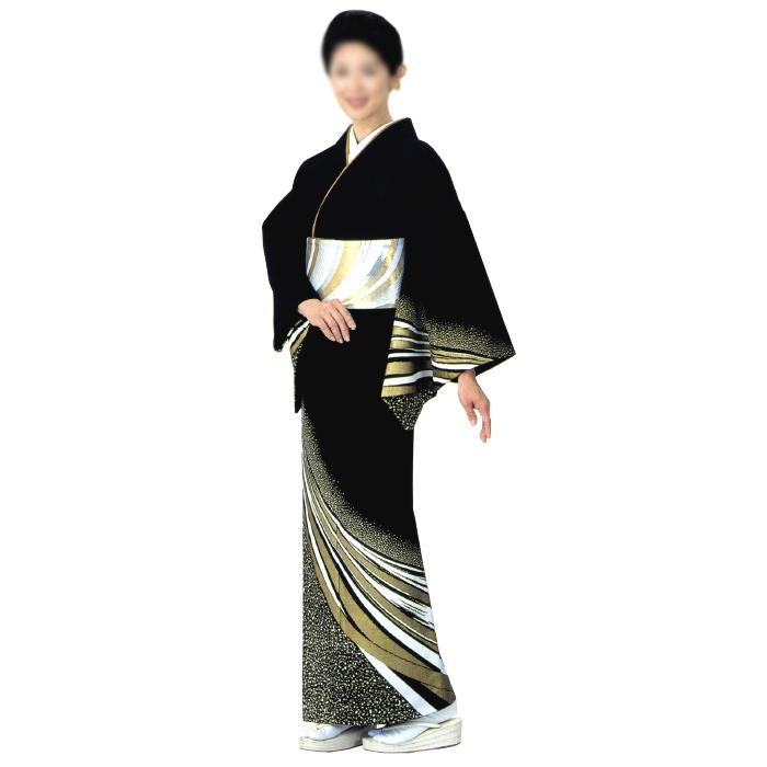 女物仕立上り着物（胴抜仕立）　流線［舞踊 ステージ 踊り 一越ポリ絵羽 ポリエステル 女仕立］