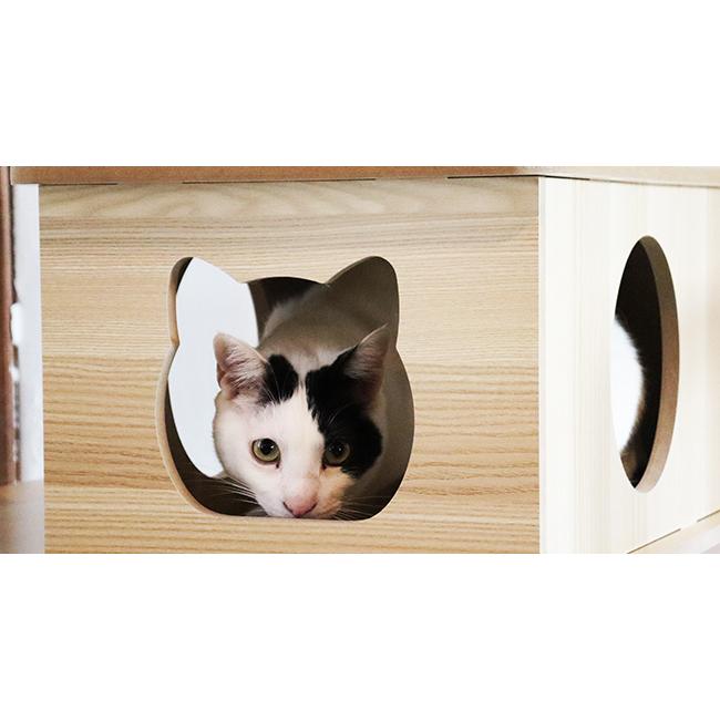 猫家族 滑り止めマット付 広い展望台付き キャットタワー 木製 大型猫