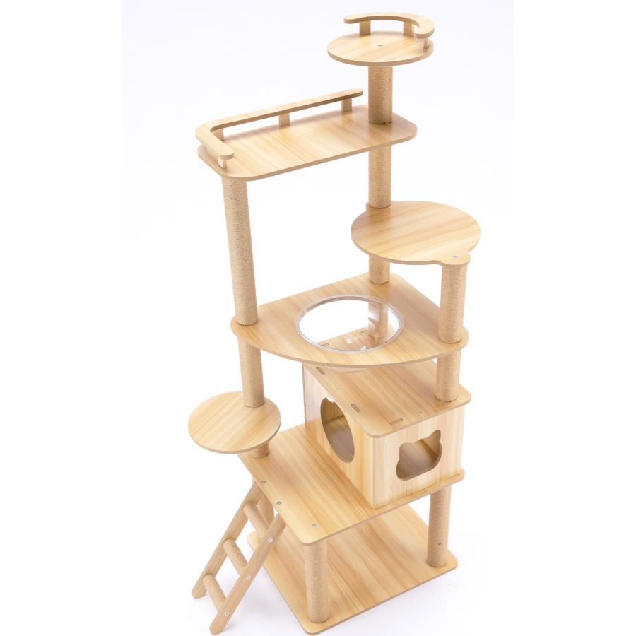 猫家族 キャットタワー 木製 高さ約170cm スリムタワー 宇宙船カプセル