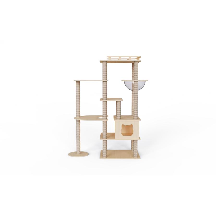 猫家族 滑り止めマット付 展望台付き キャットタワー 木製 大型猫 高さ