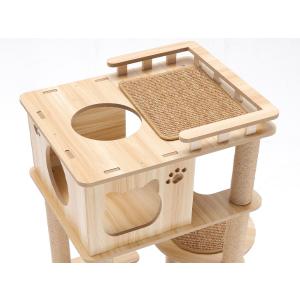 猫家族 滑り止めマット付 天空のキャットハウス キャットタワー 木製