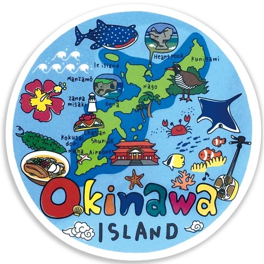 【沖縄限定】 丸形ステッカー OKINAWA ISLAND