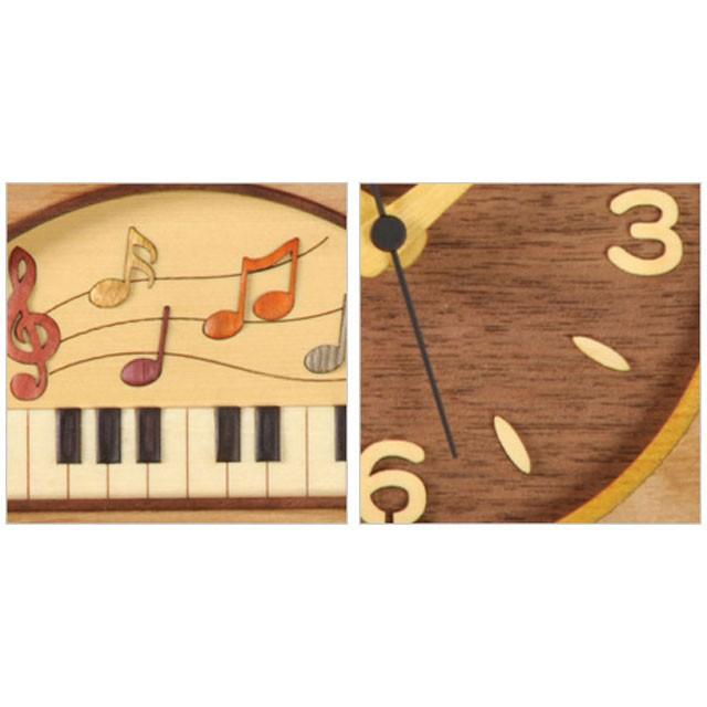 置き時計 掛け時計 寄せ木タモ掛け置き時計 音符 MK-2 「送料無料