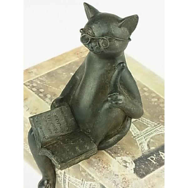 アンティーク調 雑貨 置物 オブジェ アンティーク モールドアニマル 読書 お座りねこ お座り 猫 ネコ ねこ Toy532 癒しグッズ専門店 なごみ 通販 Yahoo ショッピング