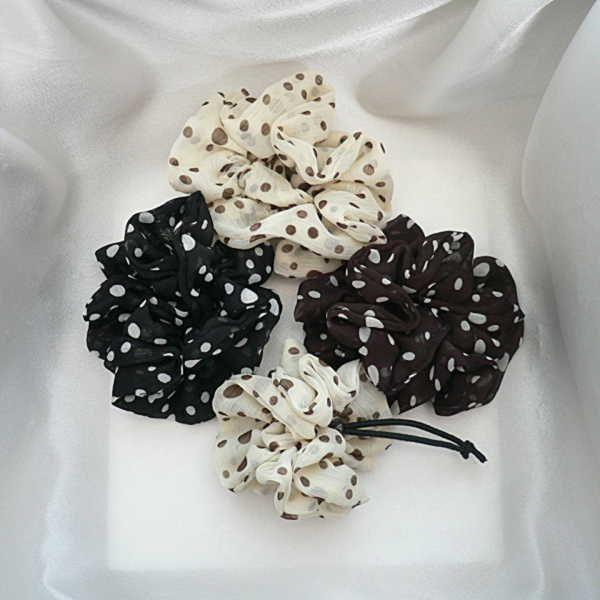 シュシュ 大人 可愛い ポニー シフォン ドット 水玉 ２way 黒 茶 白 まとめ髪 2way ヘアアクセサリ 2 7 5 3アクセサリーshop 通販 Yahoo ショッピング