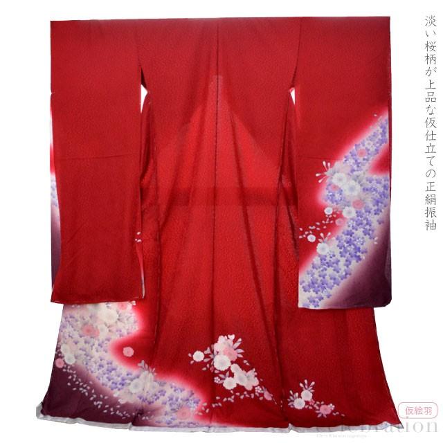 振袖 仮絵羽 金駒 金彩 紋意匠 薔薇 正絹 未仕立て品 八掛付き MOK465 なごみや 仮絵羽 振袖 袷用 日本製 正絹 振袖 桜満開 まきのりちらし