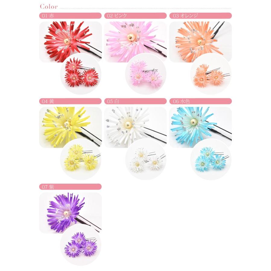 なごみや 七五三 髪飾り 3歳 7歳 日本製 花ごころ ラメ入り 3本