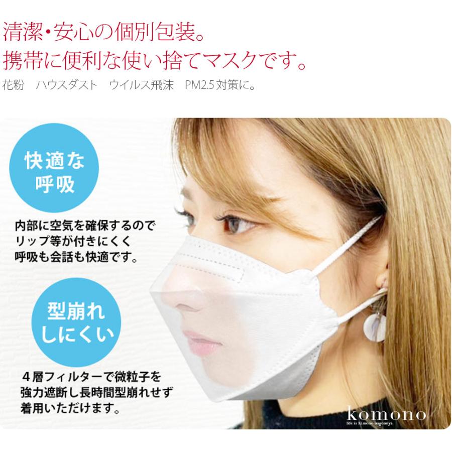 不織布 立体 マスク 血色 カラー 日本製 JN95 サージカルマスク 30枚入 標準 全7色 使い捨て 4層 飛沫 花粉 PM2.5 個包装 大人 女性 男性｜753ya｜02