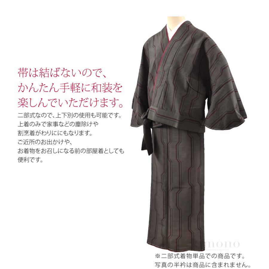 洗える着物 袷 単品 二部式着物 プレタ 大島紬調 M-L 全3種 仕立て