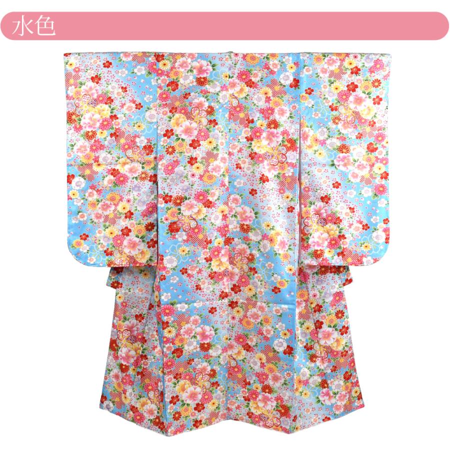 四つ身セット　ねじり梅柄　ブルー 四つ身セット ねじり梅柄 ブルー 紺藍地にねじり梅の着物