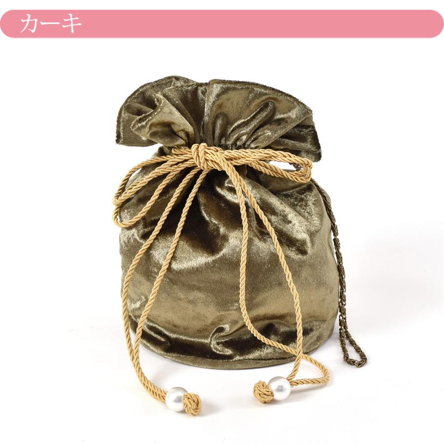 なごみや 和装バッグ カジュアル 通年用 クラッシュベロア 巾着 バッグ