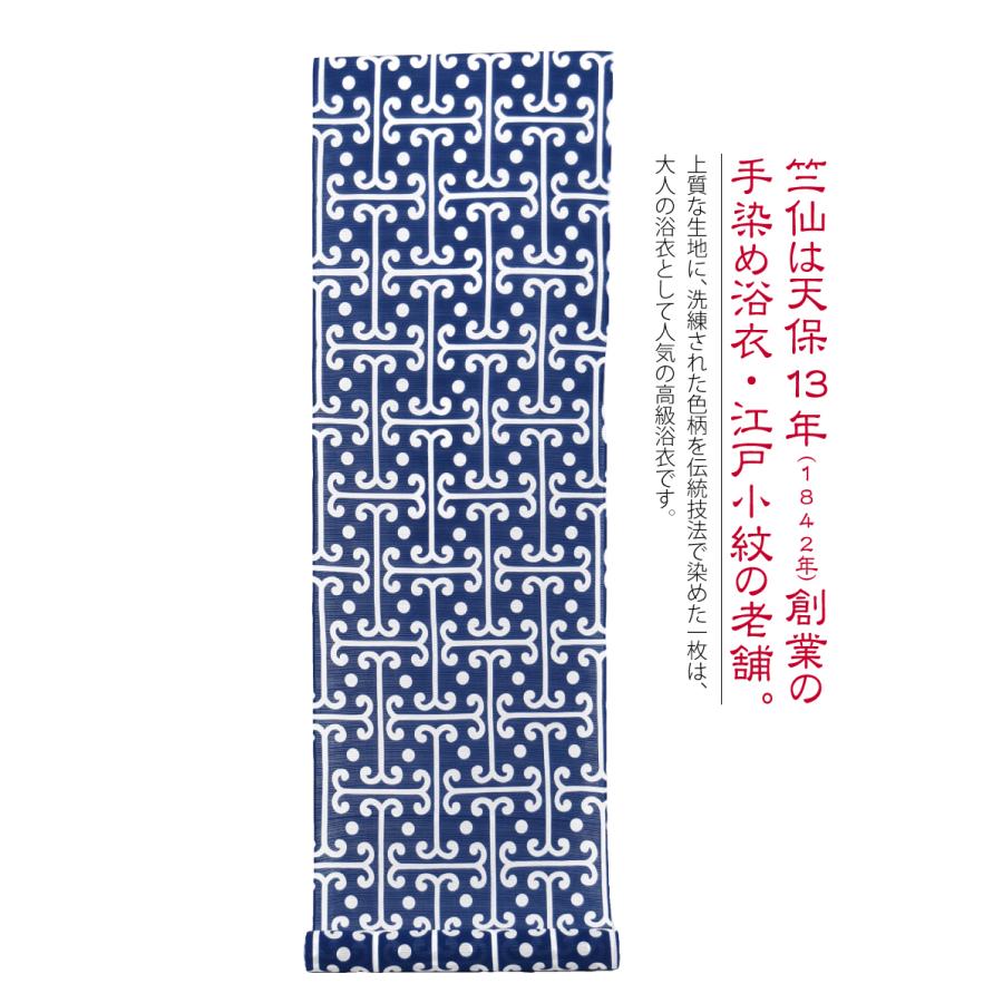 なごみや 反物 浴衣地 日本製 竺仙 綿絽地染 1106アトゥシ模様 12m 紺