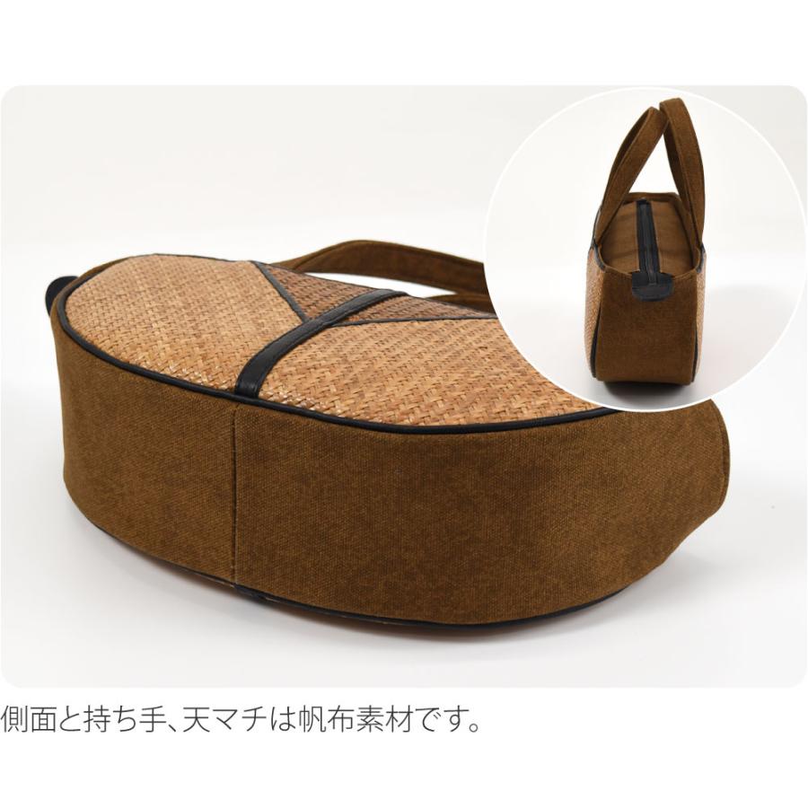 なごみや 和装バッグ カジュアル 通年用 日本製 半月型 本籐 網代編み