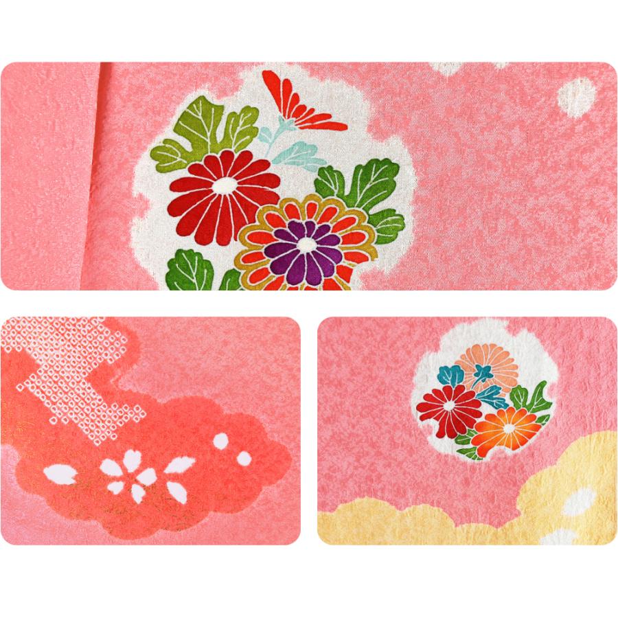 七五三　正絹　手描き友禅　着物セット　3歳 七五三 7歳 女の子用 日本製 正絹 本絞り 手描き友禅 絵羽付け 四つ身