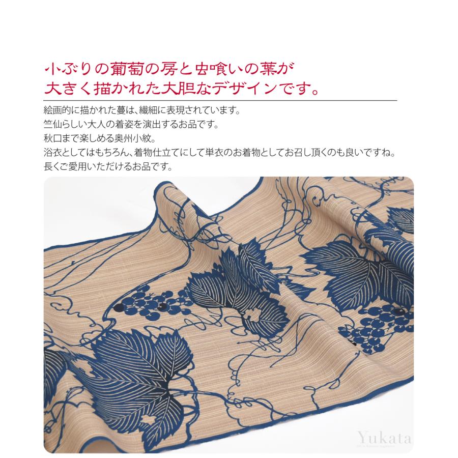 なごみや 反物 浴衣地 日本製 竺仙 奥州小紋 5504葡萄 12m 青 江戸引き