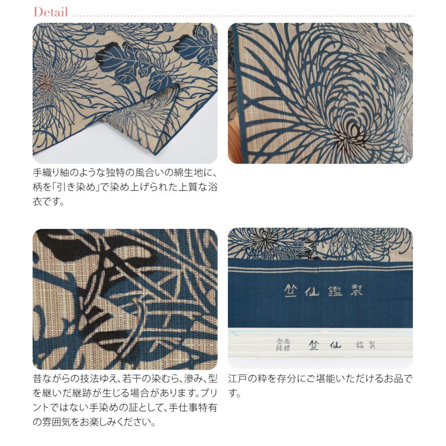 なごみや 反物 浴衣地 日本製 竺仙 奥州小紋 5510乱菊 12m 青 江戸引き
