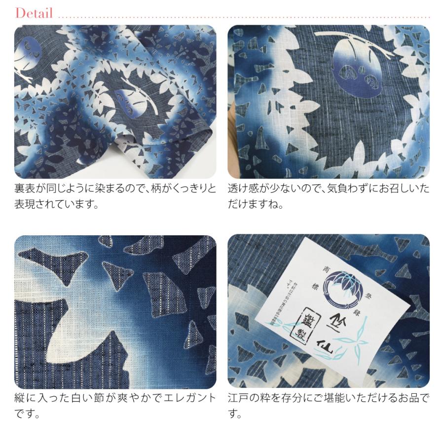 なごみや 反物 浴衣地 夏用 日本製 竺仙 綿紬 ふくろう 江戸注染染め