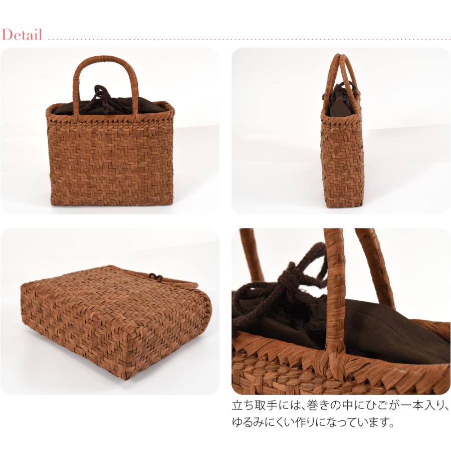 爆買 かごバッグ 通年用 山葡萄 網代編み トートバッグ 巾着付 籠 カゴ 手提げ バッグ 鞄 手作り 洋装 和装 レディースの画像