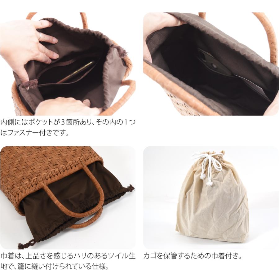 爆買 かごバッグ 通年用 山葡萄 網代編み トートバッグ 巾着付 籠 カゴ 手提げ バッグ 鞄 手作り 洋装 和装 レディースの画像