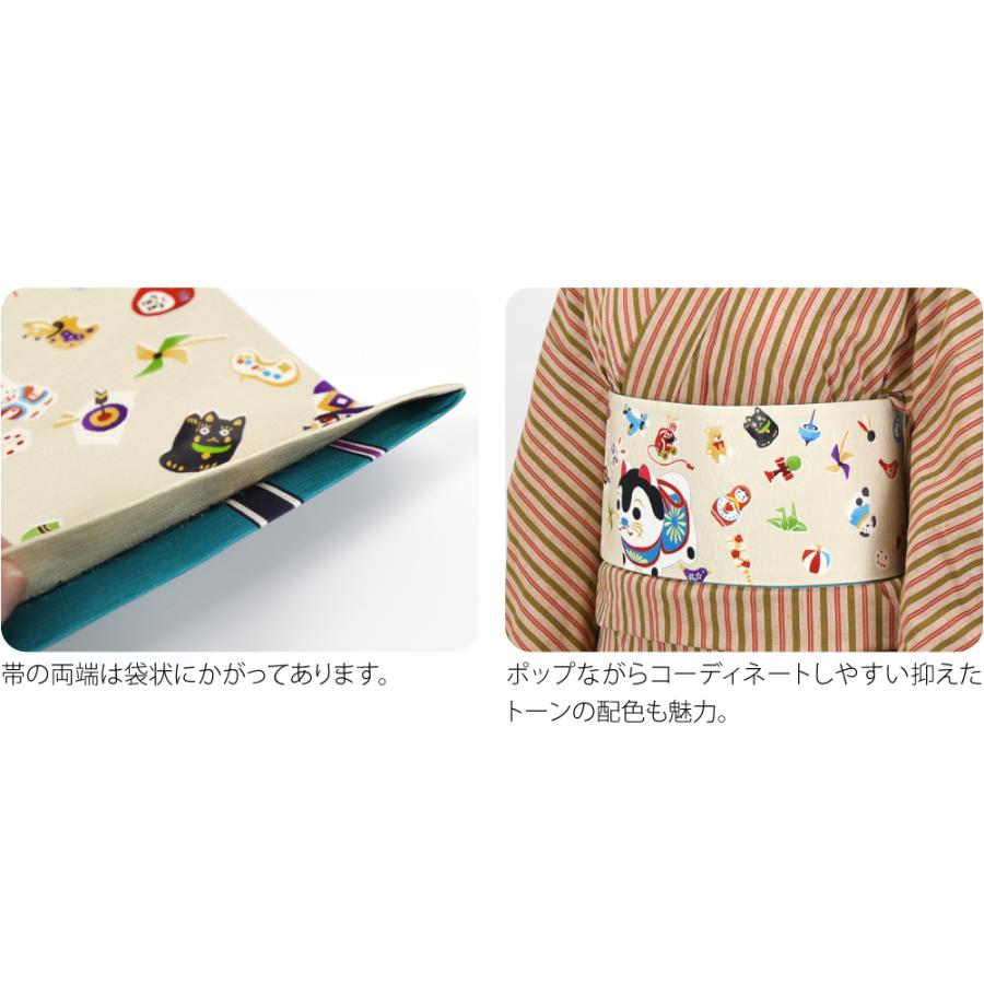 なごみや 半幅帯 正絹 通年用 日本製 WAKKA リバーシブル 小袋帯