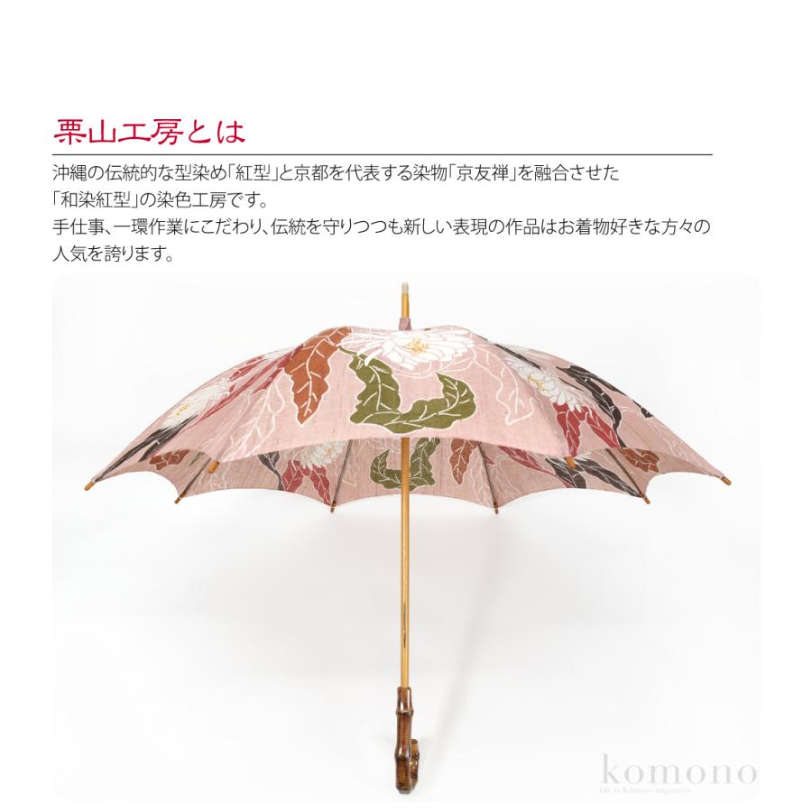 なごみや 着物 日傘 専用 夏用 日本製 栗山工房 和染紅型 麻 長傘 月下