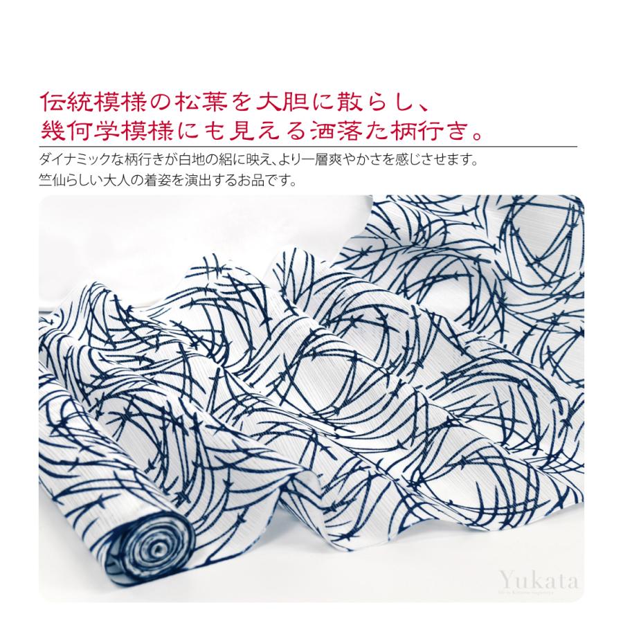 なごみや 反物 浴衣地 日本製 竺仙 綿絽白地 1001松葉 12m 白 江戸注染