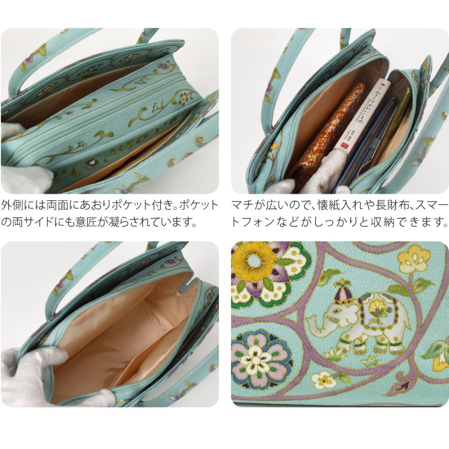 なごみや 和装バッグ フォーマル 通年用 日本製 岡重 正絹 利休バッグ