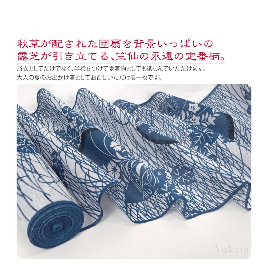 なごみや 反物 浴衣地 夏用 日本製 竺仙 紅梅小紋 5010団扇に秋草 江戸