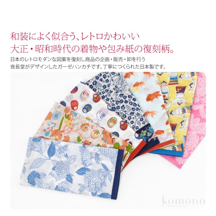 なごみや ハンカチ 綿ローン 通年用 日本製 彩 夜長堂 ハンカチ 大正