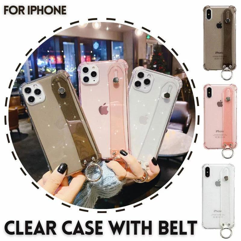 iPhone 15 シリーズ ケース ベルト付き クリアケース TPU 透明ケース