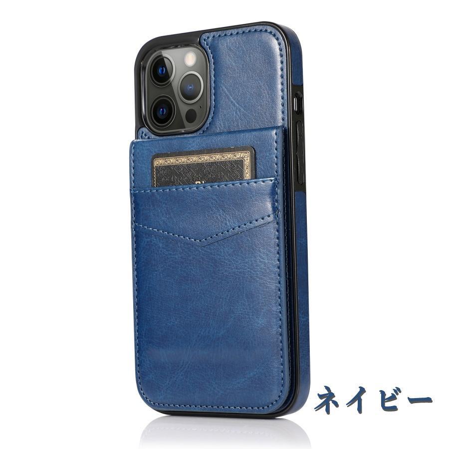 LOUVIN ネイビー レザー iPhone15 ケース iPhone 15 ケース カード収納 本革調 レザー iphone15pro 耐衝撃